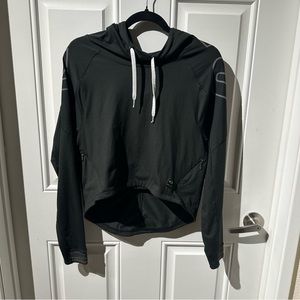 Oakley Hoodie Black Zip Pockets Long Sleeve Crop Athletic Women Small Top